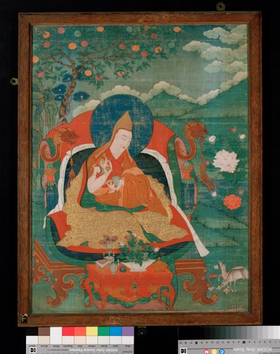 Thangka painting showing a Father of the Yellow Hat sect of Lamaism, Gelupga Lama by Tibetan School